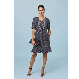 Isaac Mizrahi Live! Tweed Button Front Dress L NWT  Ruffle Hem KY Derby